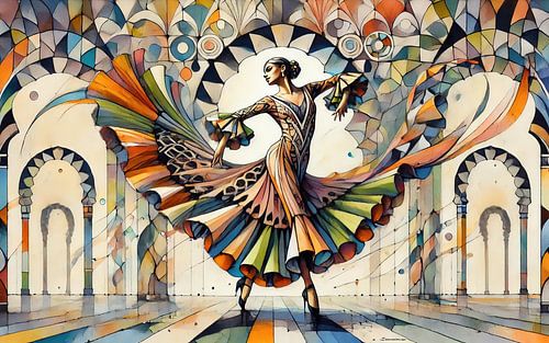 Flamencodanseres in art deco