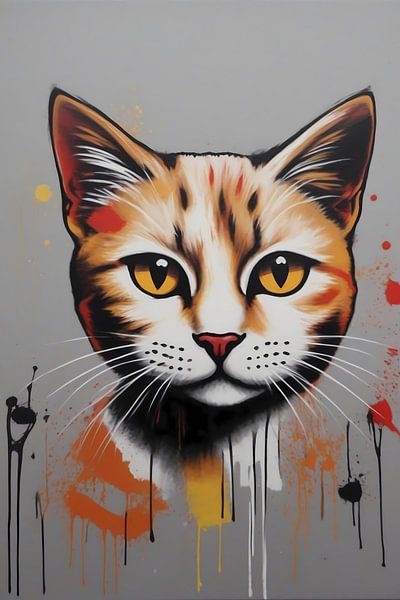 Pop art painting cat by Art & Soul Creations