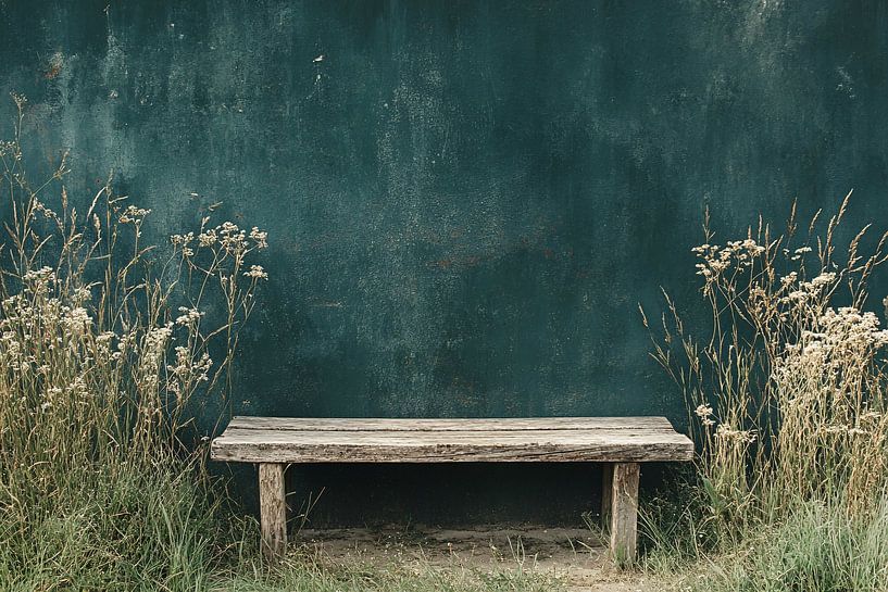 Wooden bench with wild plants by Imperial Art House