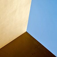 Abstract three-surface view in yellow, blue and brown
