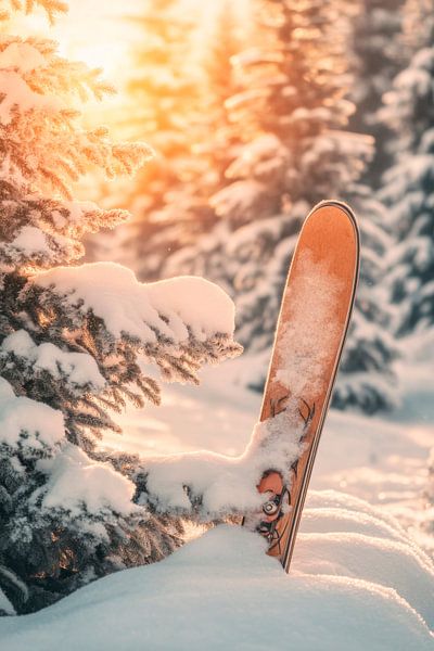 Ski dans la neige par Poster Art Shop