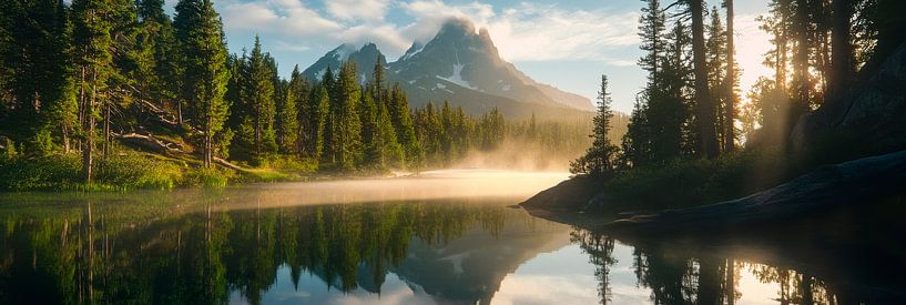 Lac de montagne lumière du matin par Poster Art Shop