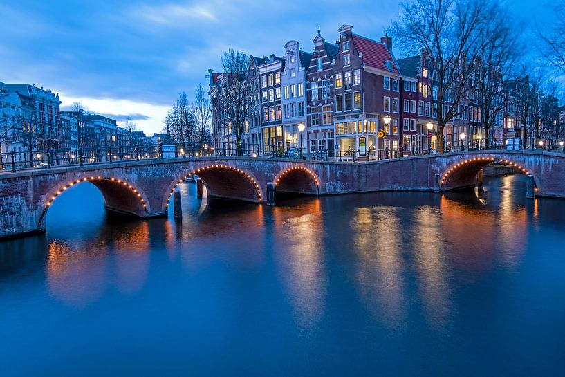 Cityscape of Amsterdam on the Keizersgracht at sunset by Eye on You