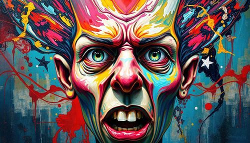 Un visage grotesque né d'un entrelacement de couleurs - Le visage bizarre entre fascination et malaise sur AidasignArt