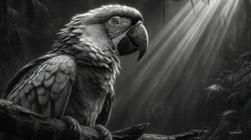 zwart-wit papegaai-kaketoe-ara van Gelissen Artworks