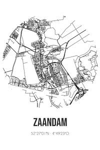 Zaandam (Noord-Holland) | Landkaart | Zwart-wit van Rezona