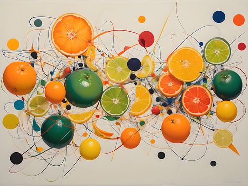 Citrusexplosie in levendige kleuren en lijnen