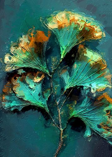 Ginko Biloba digitaal olieverfschilderij #ginko