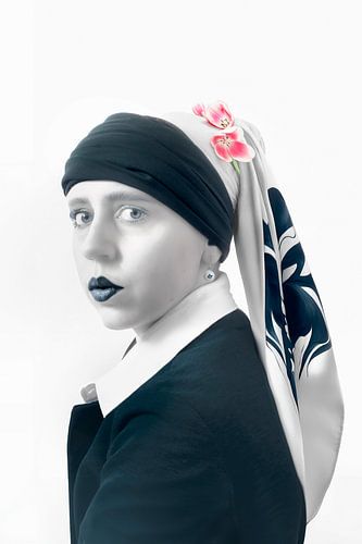 Delfts Blauw Portret Wanddecoratie - Moderne Ode aan Meisje met de Parel