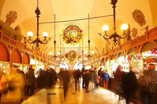 Cracow cloth halls at dusk, Cracow, Lesser Poland, Poland, Europe