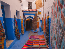 Moroccan carpet shop in the Blue City of Chefchaouen