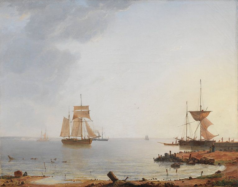 Ships Off the Coast of Zealand. Morning, Emanuel Larsen by Masterful Masters