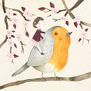 Robin in the cherry tree by Judith Loske thumbnail