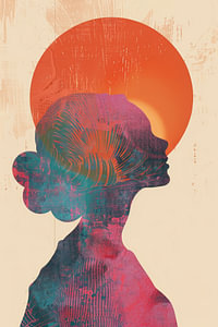 Hippie Porträt Silhouette bunt