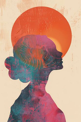 Hippie portret silhouet kleurrijk