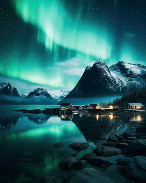 Aurora Borealis bij nacht van fernlichtsicht