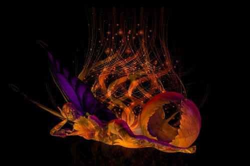 3d-Illustration. Nachdenklicher Engel.