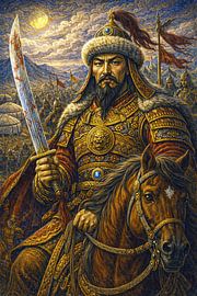 Peinture représentant Gengis Khan. sur Johannes