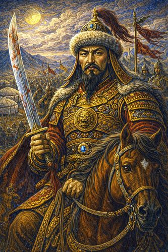 Dzjengis Khan schilderij.