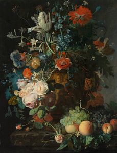 Jan van Huysum. Nature morte avec des fleurs et des fruits