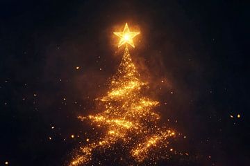 Glinsterende kerstboom van Poster Art Shop
