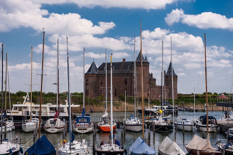 Jachthaven met op achtergrond Muiderslot von Brian Morgan