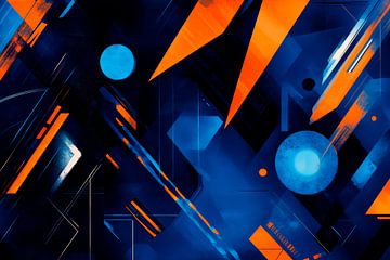 Abstract geometry in blue and orange by Poster Art Shop