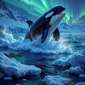 GLACIORYX – An orca whale in eternal ice under the northern lights by INFERAURUM