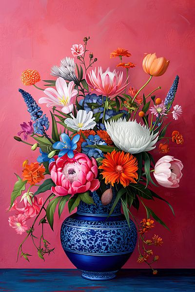 Moderne Version Bouquet Golden Age - rosa blau 2 von Marianne Ottemann - OTTI