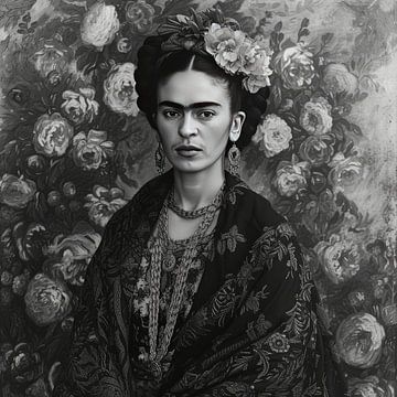 Frida Poster Black and White by Niklas Maximilian