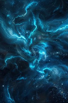 Turquoise gekleurde stromingen in de kosmos van artefacti