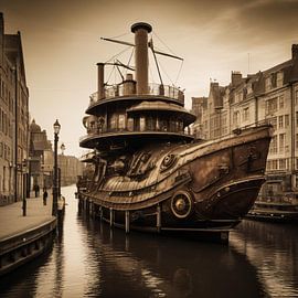 Bateau steampunk sur le canal sur Jens Sprengel