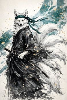 Kitsune: de negenstaartige vos – Samurai-inkttekening