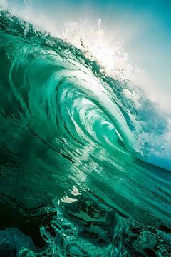 Dynamic ocean wave with sunlight by De Muurdecoratie