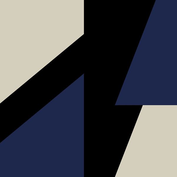 Blue Black White Abstract Shapes no. 6 by Dina Dankers