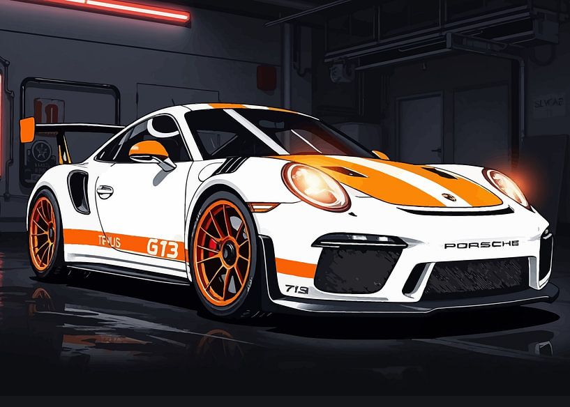 Porsche 911 GT3 RS Blanc Orange 2 par MIROKKU