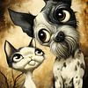 hond - kat - cartoon van Gelissen Artworks