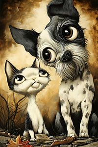 Hund - Katze - Cartoon