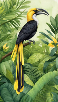 Great Hornbill Watercolor Illustration