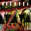 Deprofound Souspirs - abstract art, red, black, green by Nelson Guerreiro thumbnail