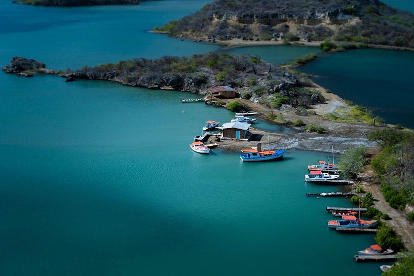 Drone like view of a fishing village on Curacao by Bfec.nl
