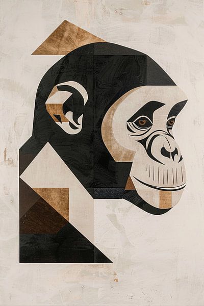 Abstract Monochrome Monkey Geometry Artwork by Art & Soul Creations