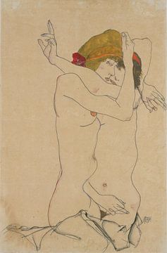 Twee vrouwen die elkaar omhelzen, Egon Schiele