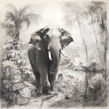 Elephant in the jungle by Joris Langedijk