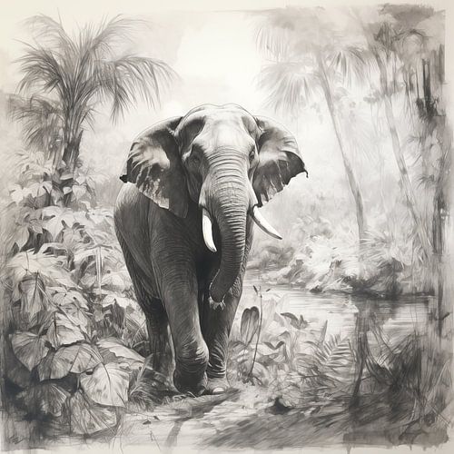 Éléphant dans la jungle sur Joris Langedijk