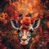 Giraffe surrounded by flowers by Digitale Schilderijen