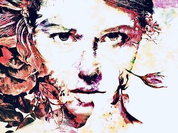 Doordringende Blik | Een kleurrijk portret van een vrouw met een doordringende blik. van Wil Vervenne
