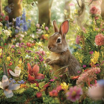 Spring dream rabbit Easter by Mel Digital Art