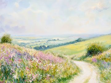 Frühlingsblumen auf einem ländlichen Weg von IamHome Studio