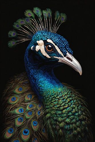 Art Nouveau Peacock with Radiant Feathers